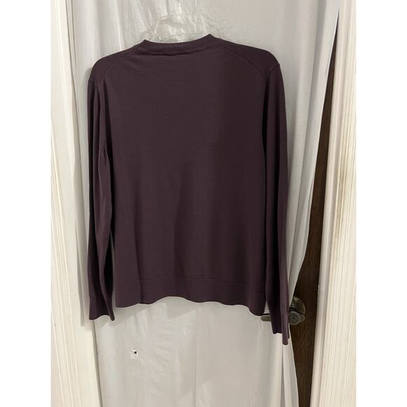Theory Purple Merino Wool Pullover Sweater Sz L Preppy Academic Classic - Picture 7 of 7